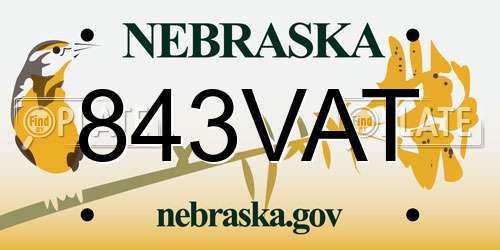 843VAT Nebraska License Plate