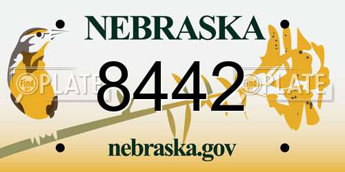 8442 Nebraska License Plate