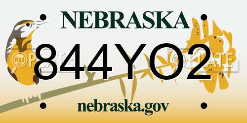 844YO2 Nebraska License Plate