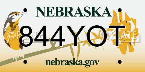 844YOT Nebraska License Plate