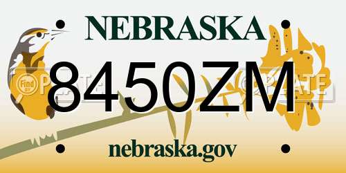 8450ZM Nebraska License Plate