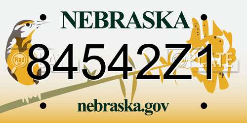 84542Z1 Nebraska License Plate