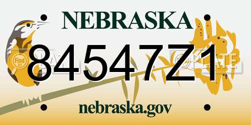 84547Z1 Nebraska License Plate