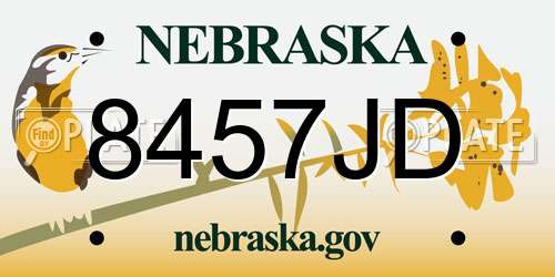 8457JD Nebraska License Plate