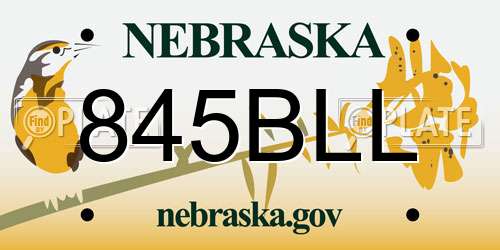 845BLL Nebraska License Plate