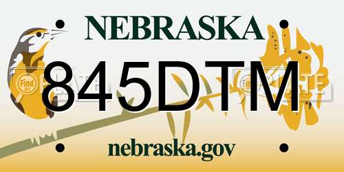 845DTM Nebraska License Plate