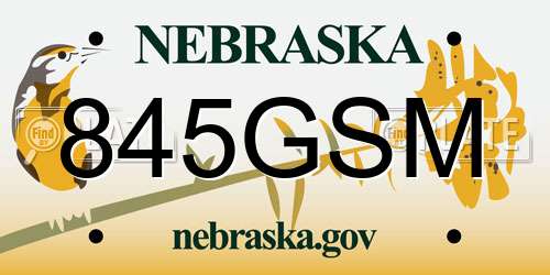 845GSM Nebraska License Plate