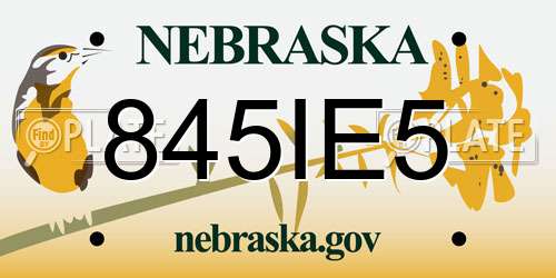 845IE5 Nebraska License Plate