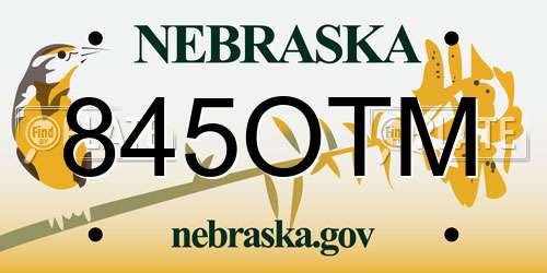 845OTM Nebraska License Plate