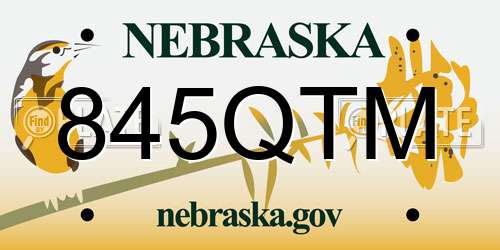845QTM Nebraska License Plate