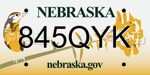 845QYK Nebraska License Plate