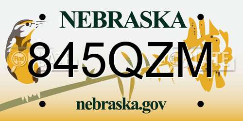 845QZM Nebraska License Plate
