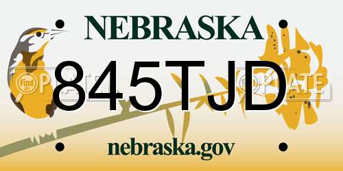 845TJD Nebraska License Plate
