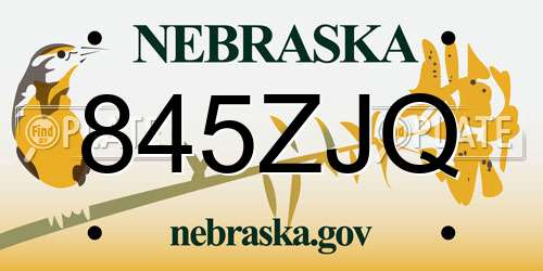 845ZJQ Nebraska License Plate
