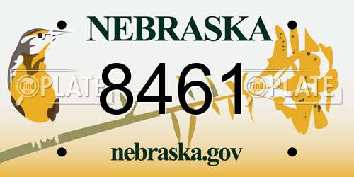 8461 Nebraska License Plate