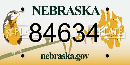 84634 Nebraska License Plate