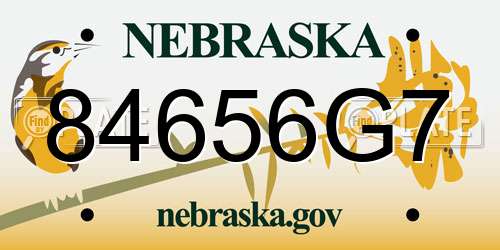 84656G7 Nebraska License Plate
