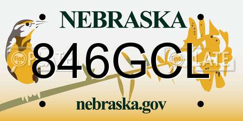 846GCL Nebraska License Plate
