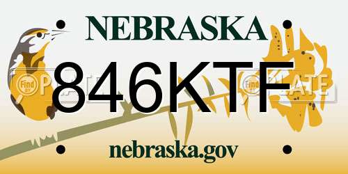 846KTF Nebraska License Plate