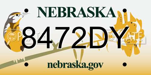 8472DY Nebraska License Plate