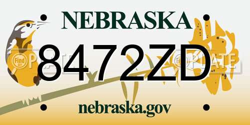 8472ZD Nebraska License Plate
