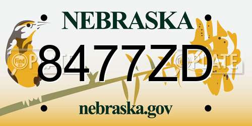 8477ZD Nebraska License Plate