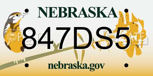 847DS5 Nebraska License Plate