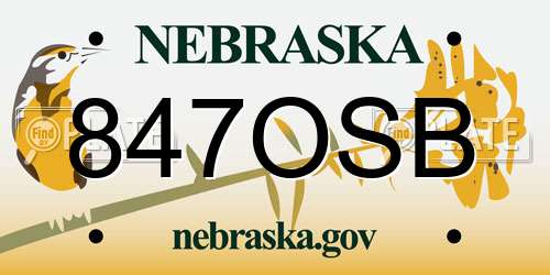847OSB Nebraska License Plate