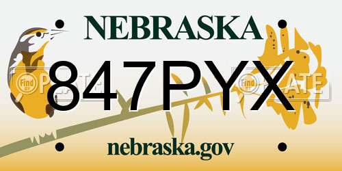 847PYX Nebraska License Plate
