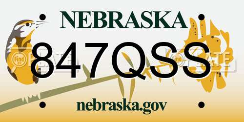 847QSS Nebraska License Plate