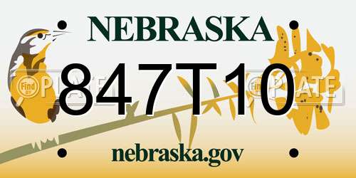 847T10 Nebraska License Plate