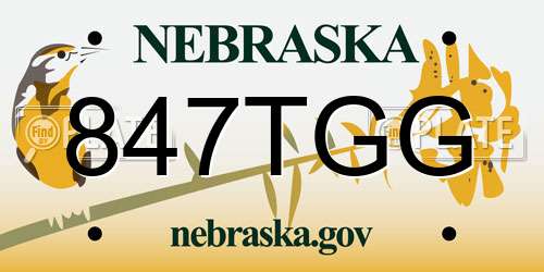 847TGG Nebraska License Plate