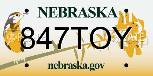 847TOY Nebraska License Plate