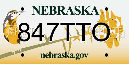847TTO Nebraska License Plate