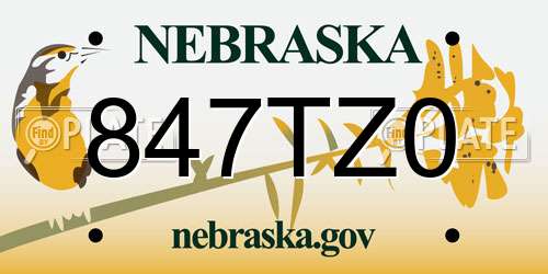 847TZ0 Nebraska License Plate