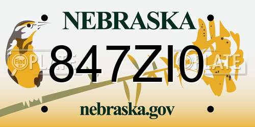 847ZI0 Nebraska License Plate