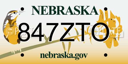 847ZTO Nebraska License Plate