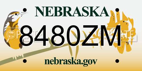 8480ZM Nebraska License Plate