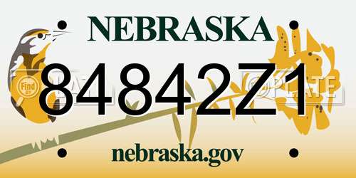 84842Z1 Nebraska License Plate
