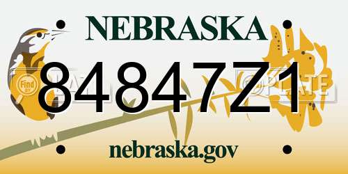 84847Z1 Nebraska License Plate