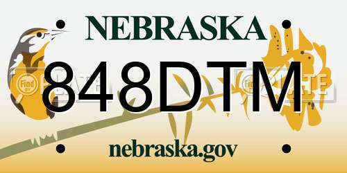848DTM Nebraska License Plate