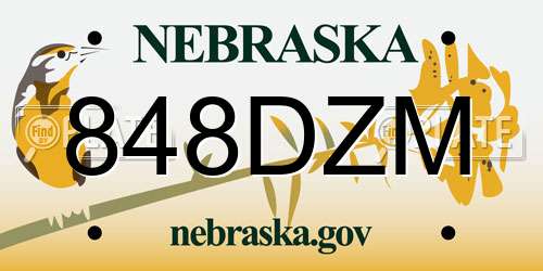 848DZM Nebraska License Plate