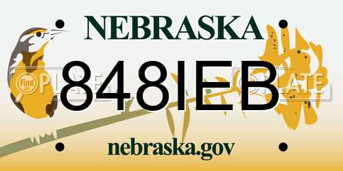 848IEB Nebraska License Plate