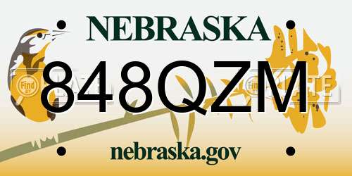 848QZM Nebraska License Plate
