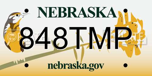 848TMP Nebraska License Plate