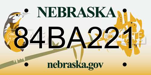 84BA221 Nebraska License Plate