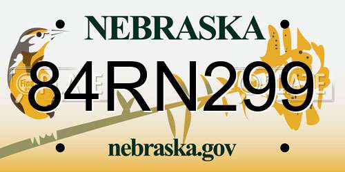 84RN299 Nebraska License Plate