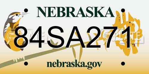 84SA271 Nebraska License Plate