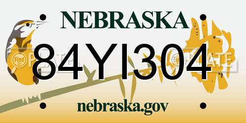 84YI304 Nebraska License Plate