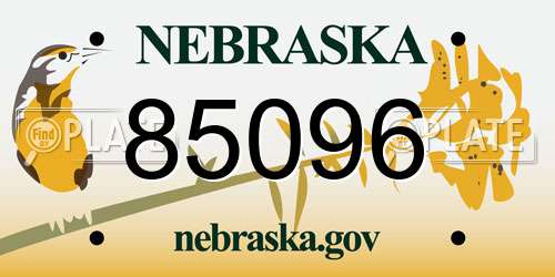 85096 Nebraska License Plate